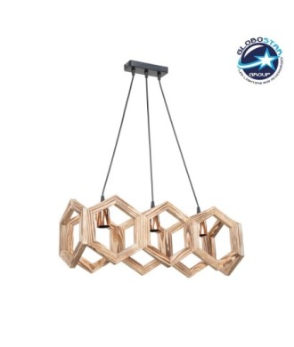 GLOBOSTAR® DRURI 203-0256 Vintage Κρεμαστό Φωτιστικό Οροφής με Ντουί 3 x E27 AC 220-240V IP20 - Μπεζ - Μ62 x Π19.5 x Υ24cm